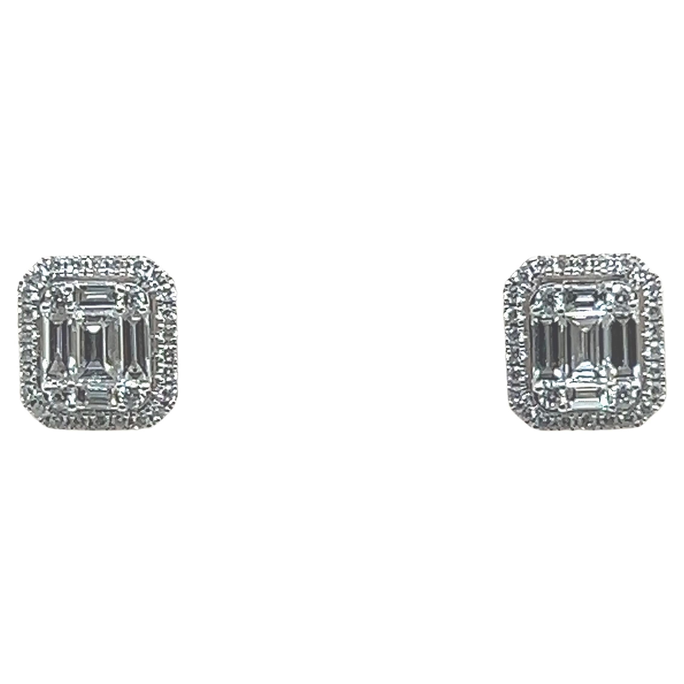 18-Carat White Gold Earrings with 70 Diamonds Totaling 0.70 Carats