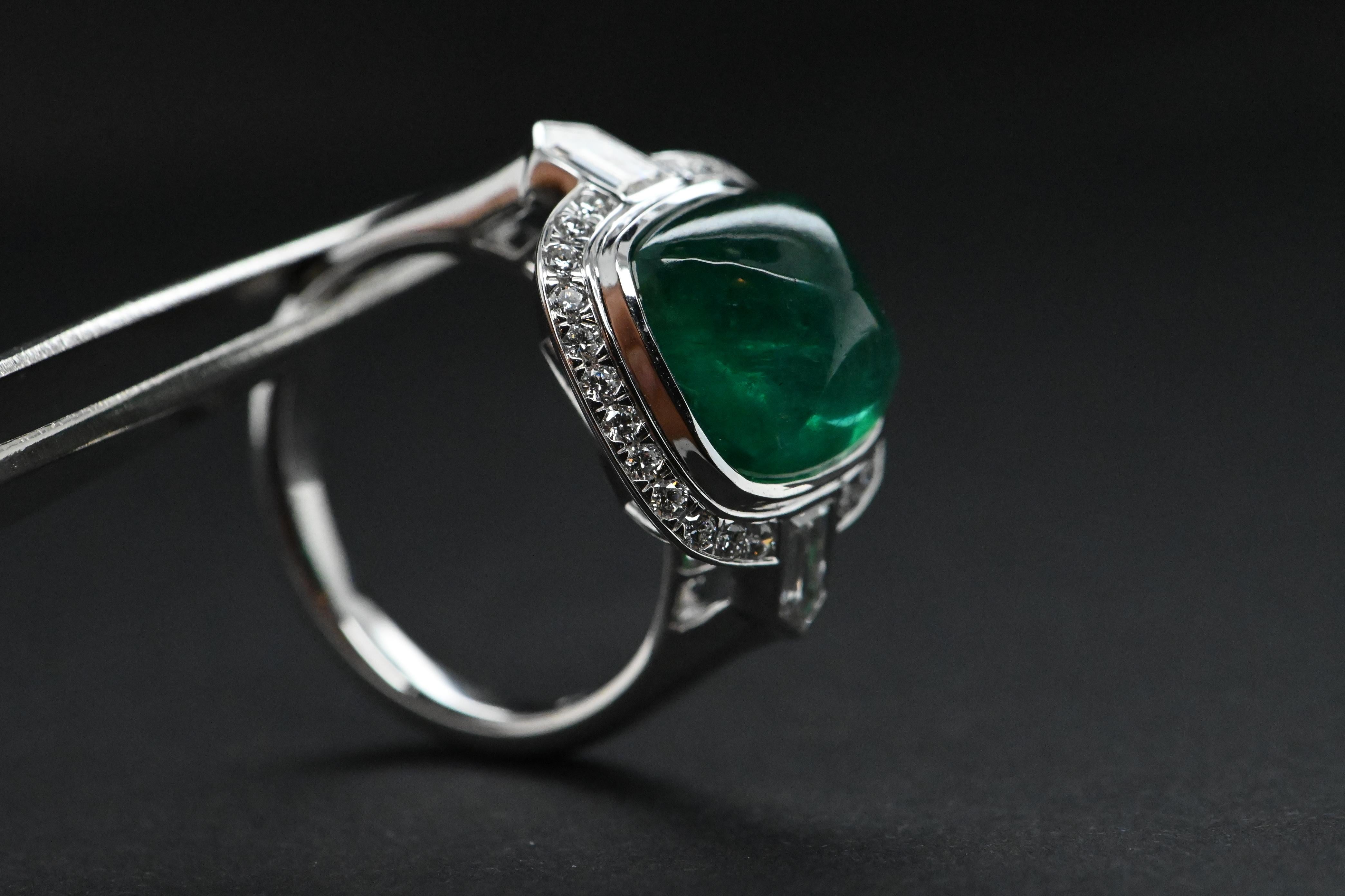 Ring aus 18 Karat Weißgold mit Smaragd und Diamant im Zustand „Neu“ im Angebot in Vannes, FR