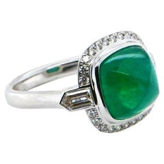 18 Carat White Gold Emerald And Diamond Ring