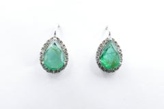 18 Carat White Gold Emerald 'Probably Columbian' and Multi Diamond Earrings