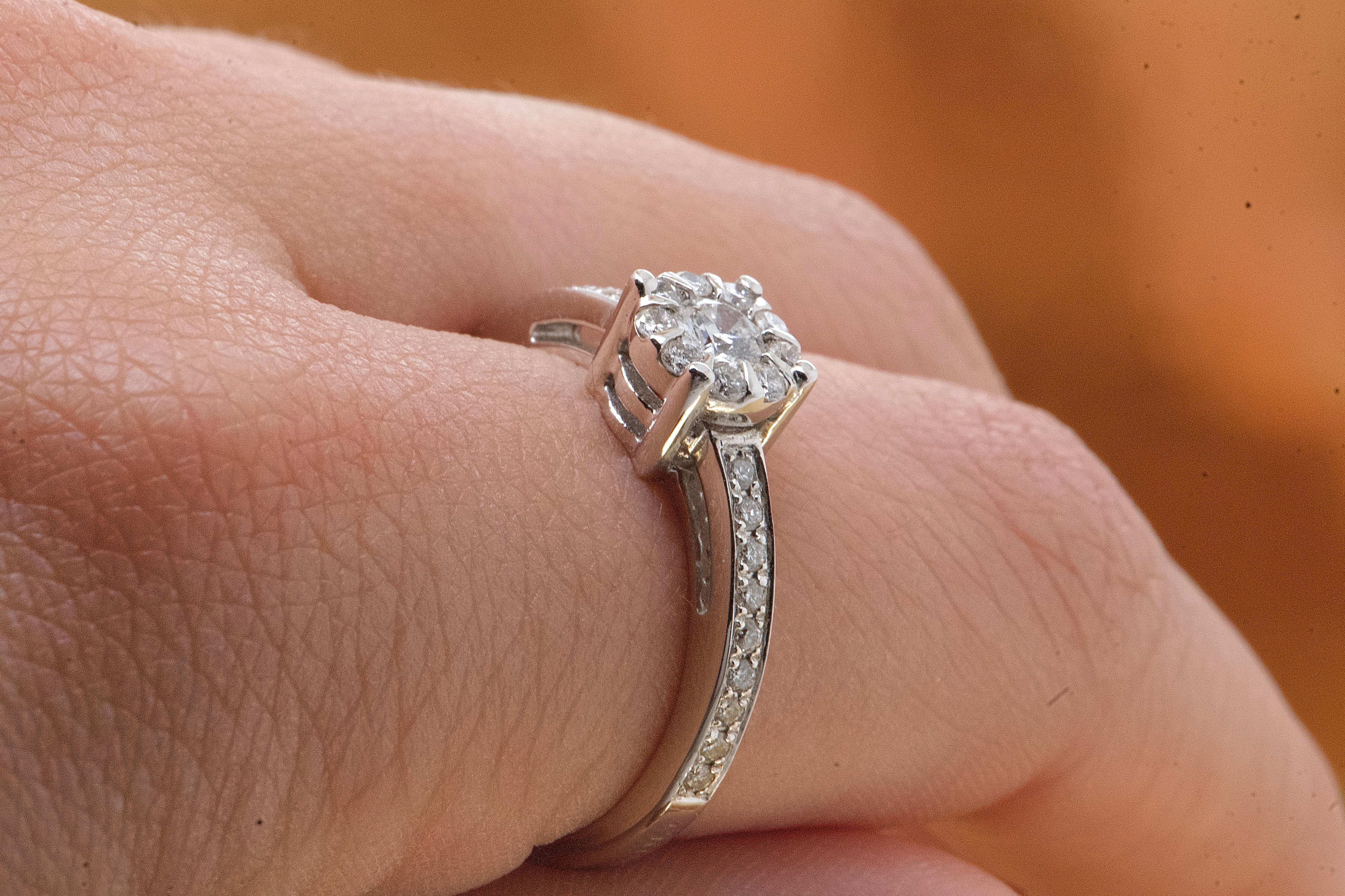 Modern 18 Carat White Gold Engagement Ring with 0.490 Carat Diamonds