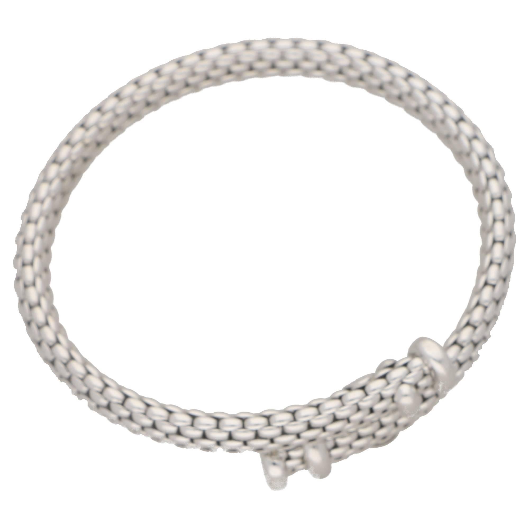 Contemporary 18 Carat White Gold Fope Brickwork Bangle