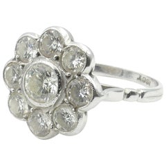 18 Carat White Gold High Level Diamond Large Daisy Ring