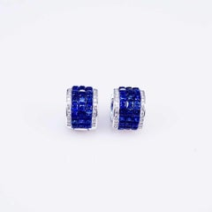 18 Karat White Gold Invisible Sapphire Hoop Earrings 'S'
