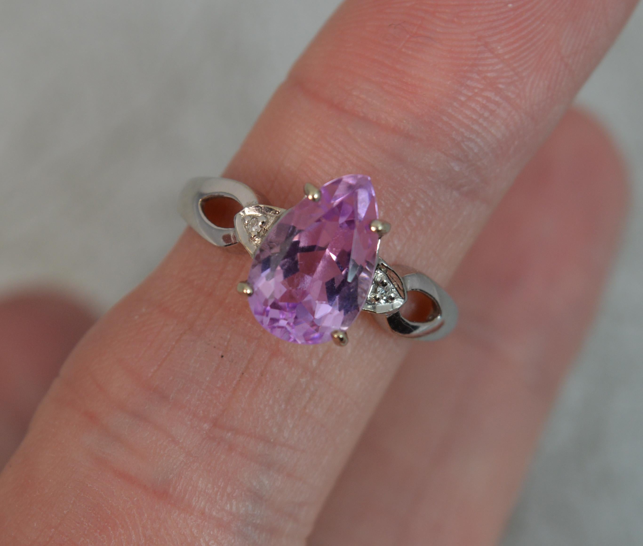 18 Carat White Gold Pink Kunzite Diamond Ring In Excellent Condition In St Helens, GB
