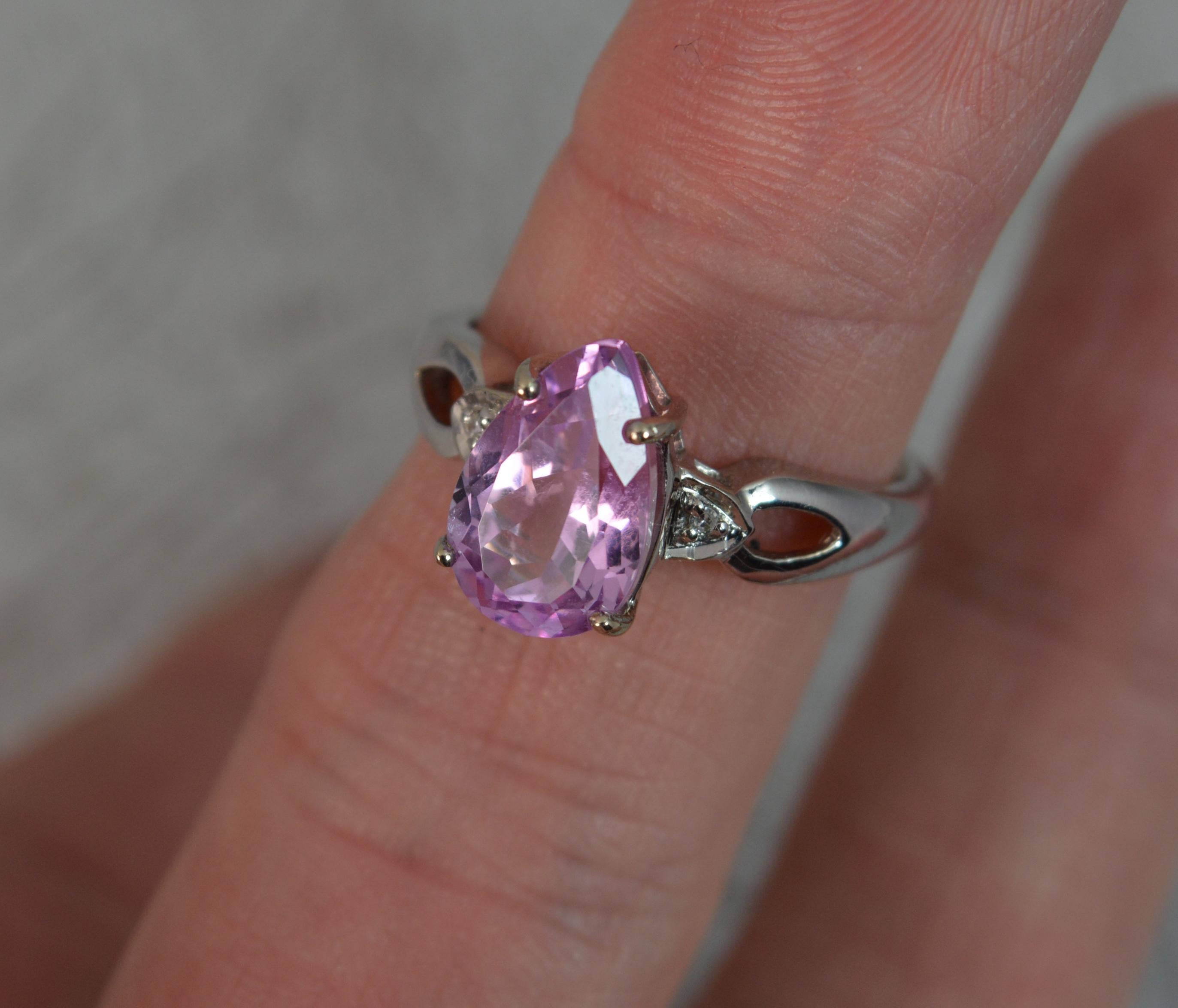 Women's 18 Carat White Gold Pink Kunzite Diamond Ring