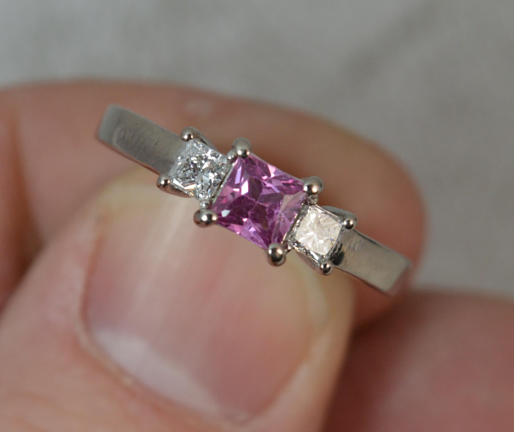 pink sapphire trilogy ring