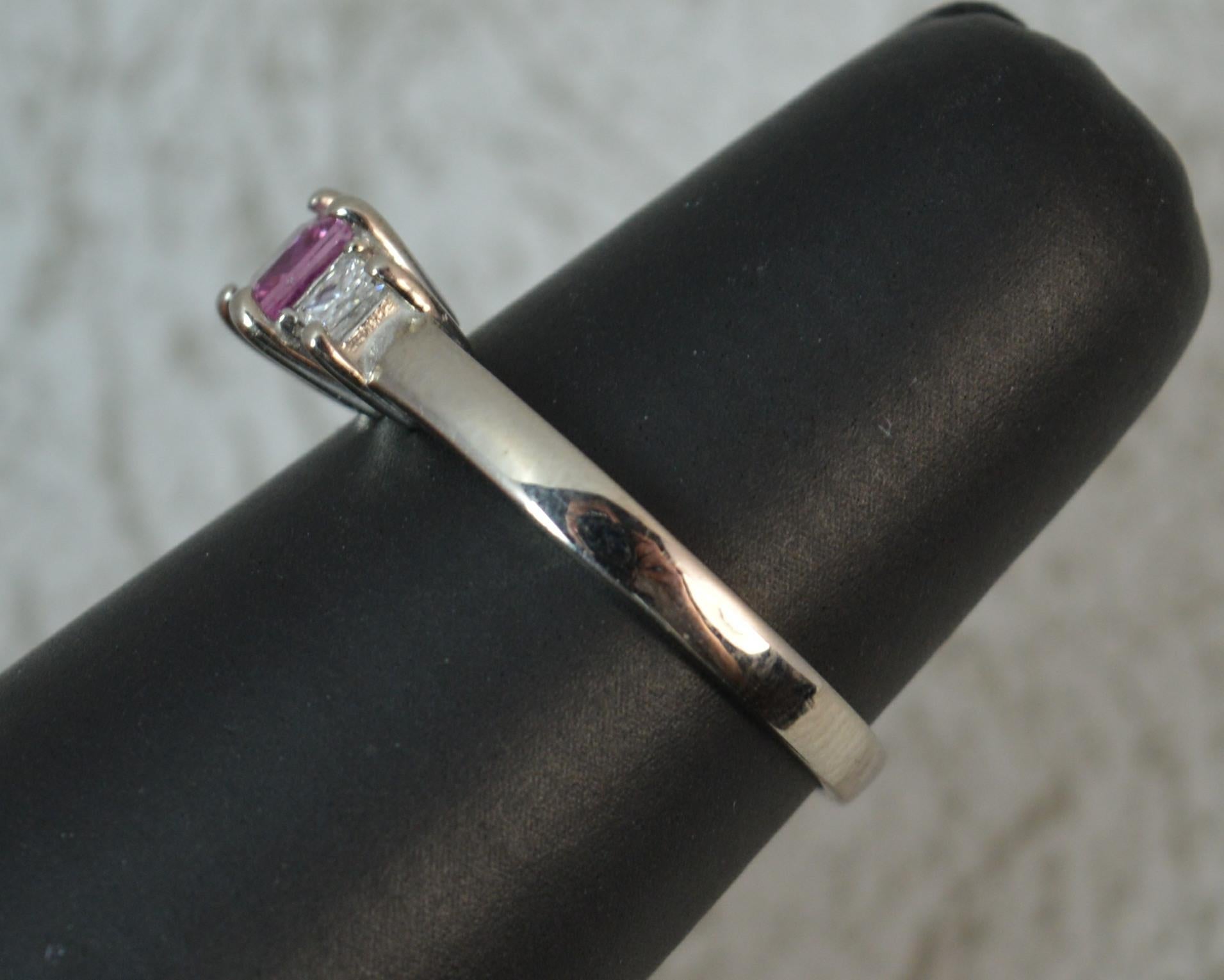 pink sapphire and diamond trilogy ring
