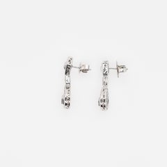 18 Carat White Gold Princess Cut and Brilliant Cut Diamond Cluster Drop Earrings