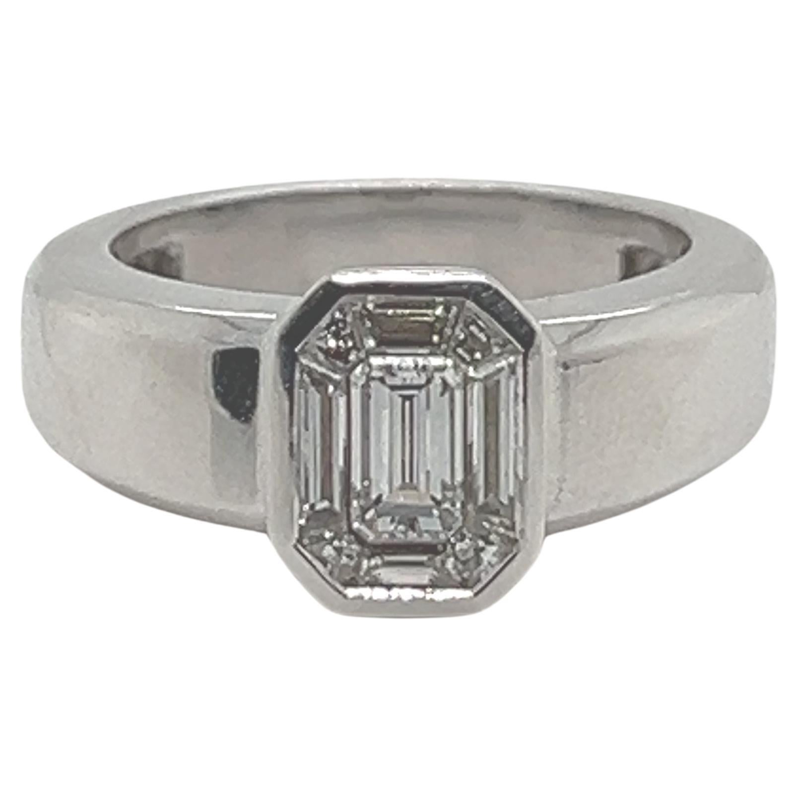 18-Carat White Gold Ring with 1 Carat Diamonds