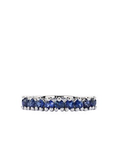 18 Carat White Gold, Band Ring with Blue Sapphires, Colored Gemstones