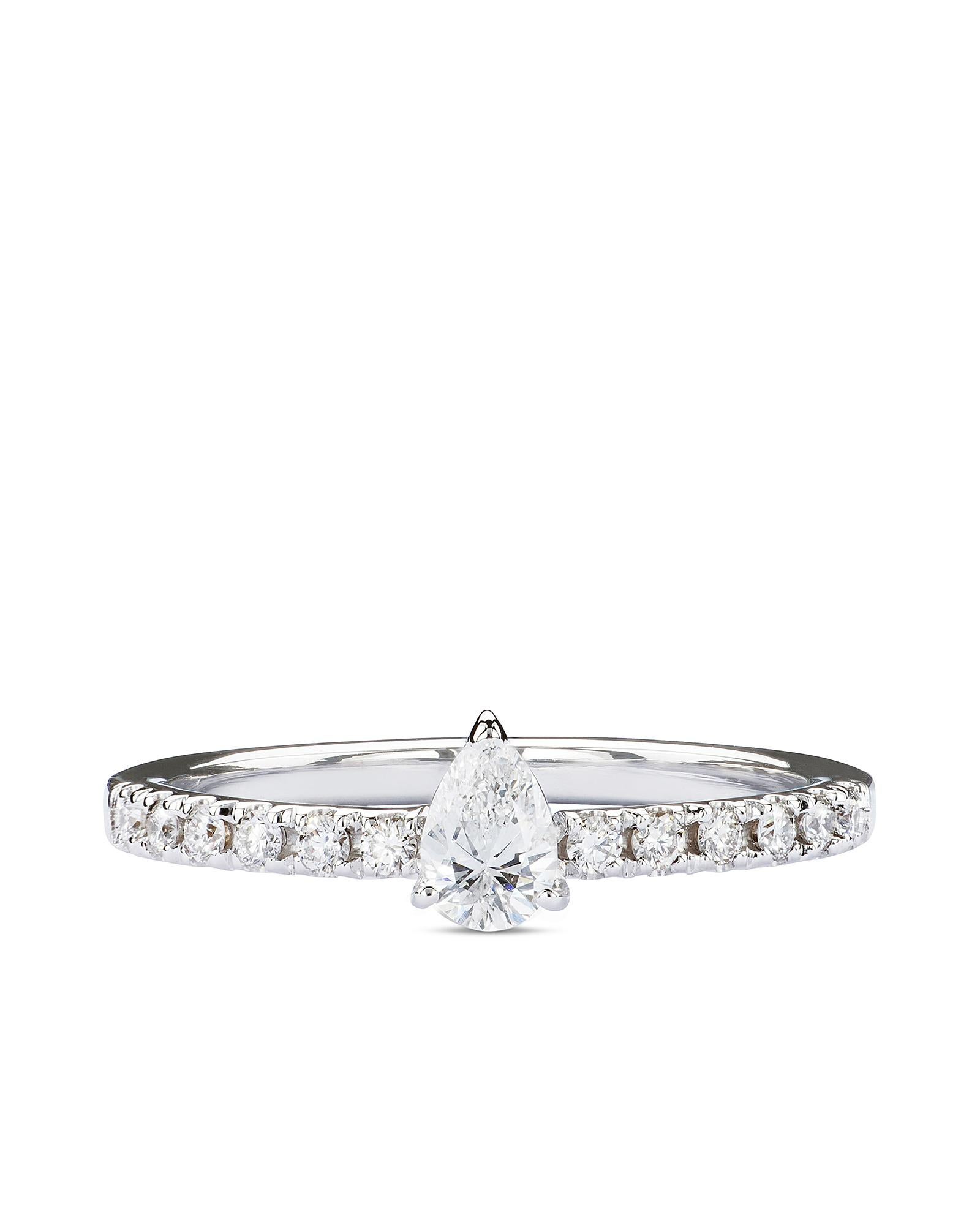 In this ring elegance combines with simplicity. White gold and diamonds make this ring shine even more.

Characteristics:
• 18 carat white gold
• Diamonds 0,24 carats VVS F
• Central diamond 0,17 carats VF
• Weight 3,2 gr.
• Handmade in Italy
