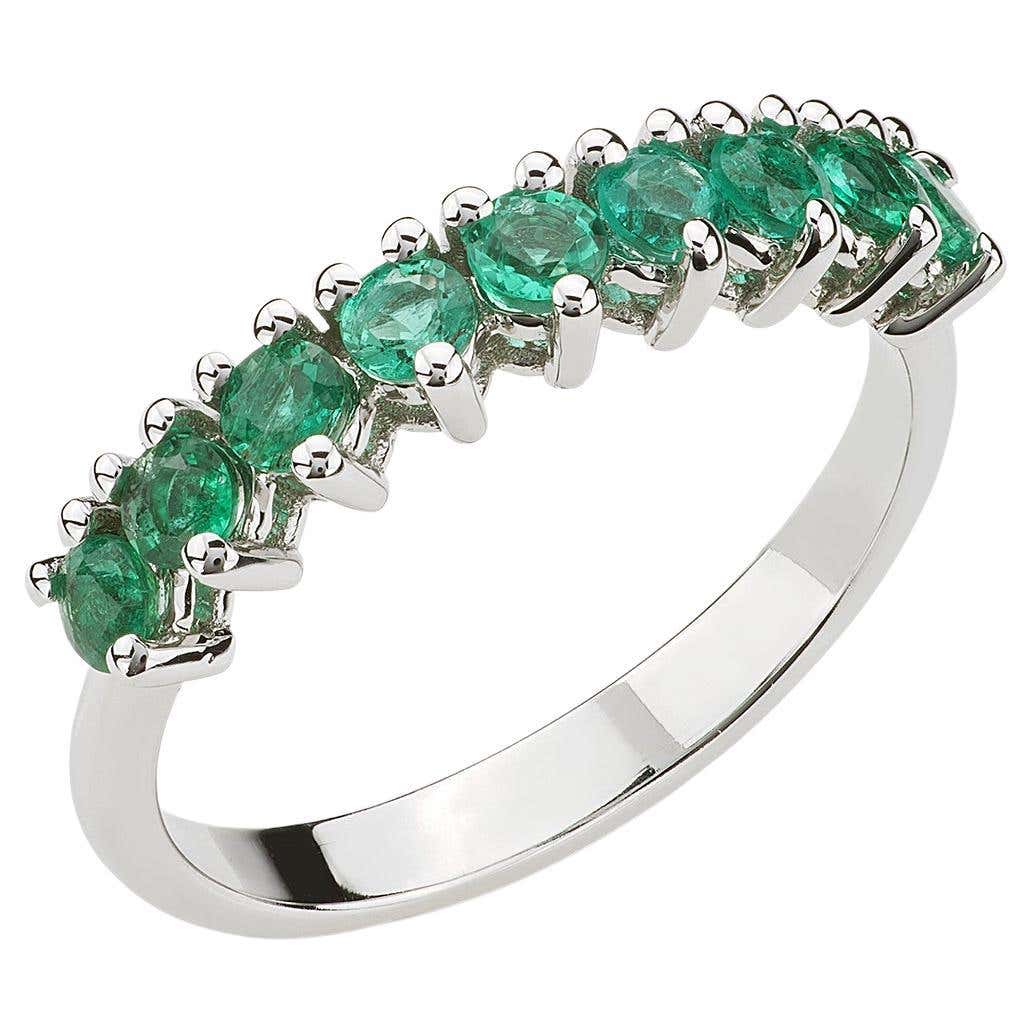 Authentic Emerald Rings 18 Carat White Gold, Band ring with Emeralds, Leonori Jewel For Sale at ...