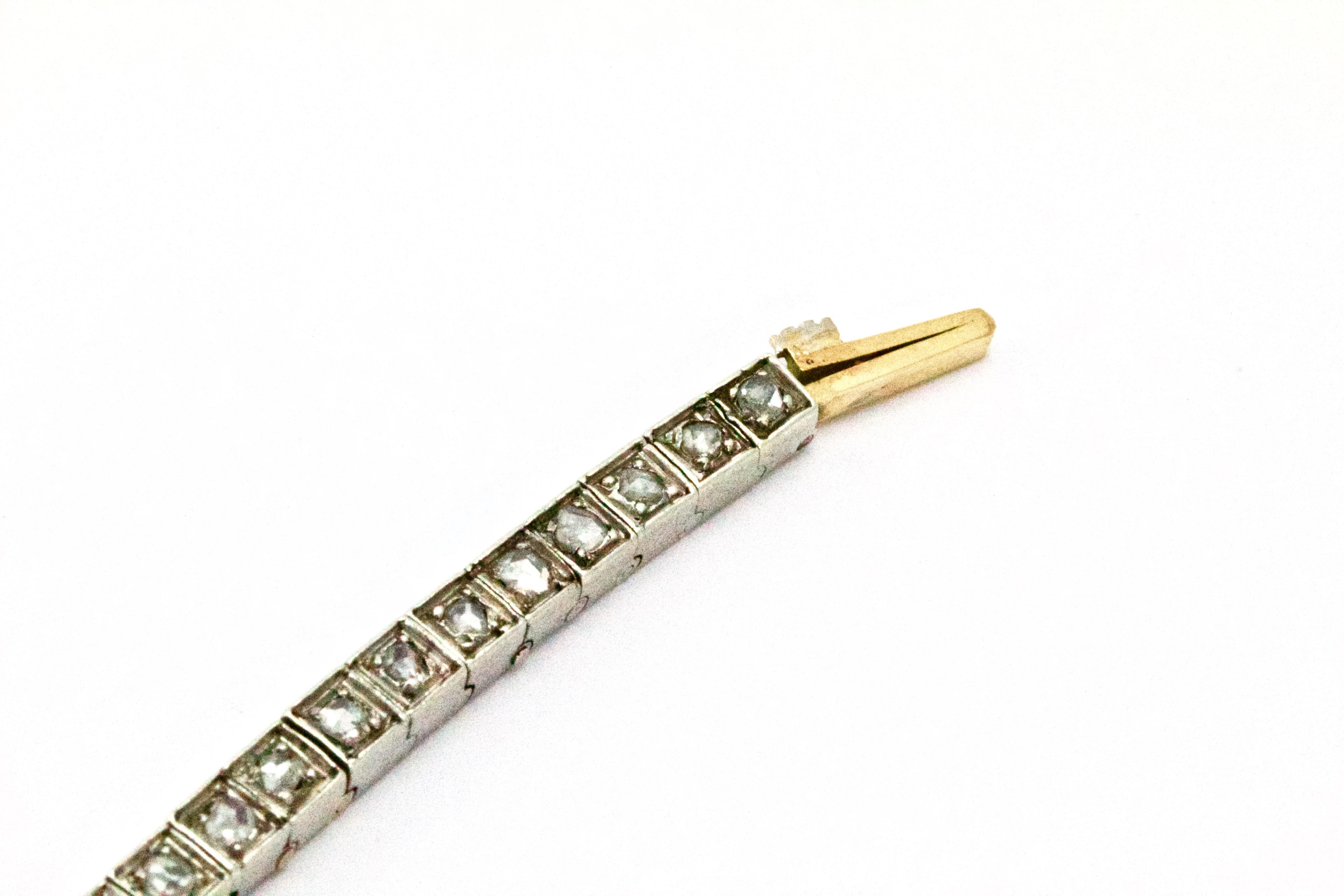 18 Karat Weißgold Diamant im Rosenschliff Viktorianisches Tennisarmband 3