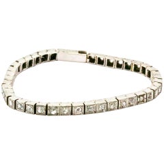 18 Carat White Gold Rose Cut Diamond Victorian Tennis Bracelet