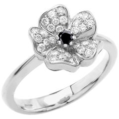 18 Carat White Gold Round Brilliant Cut Black and White Diamonds
