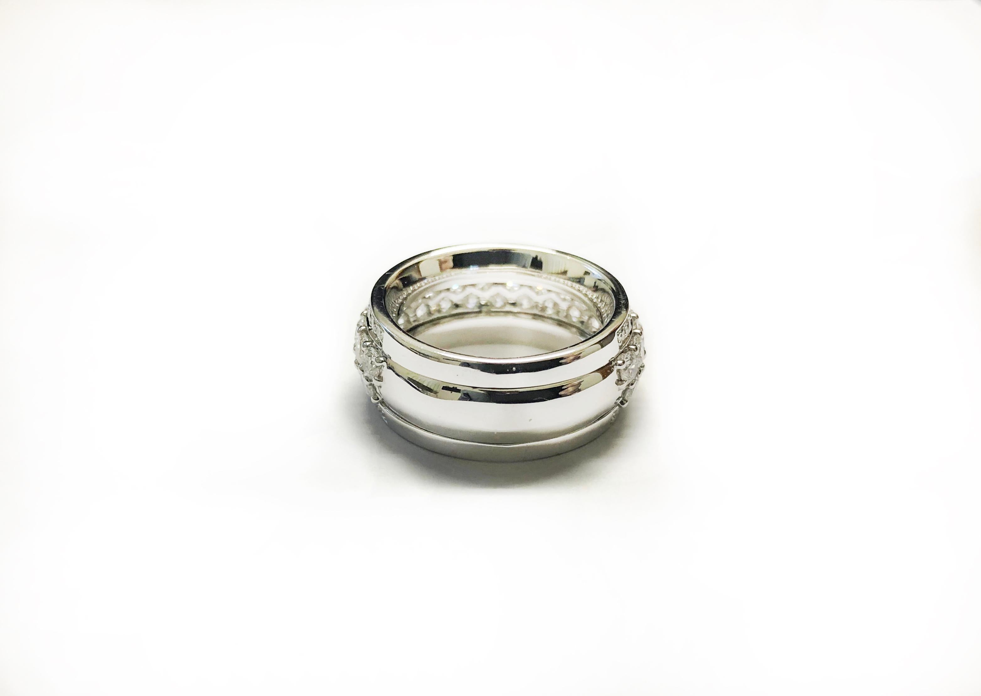 Women's 18 Carat White Gold Round Brilliant Cut Diamonds Band Ring For Sale