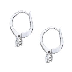 18 Carat White Gold Round Brilliant Cut Diamonds Dangle Earrings