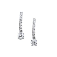 18 Carat White Gold Round Brilliant Cut Diamonds Dangle Earrings