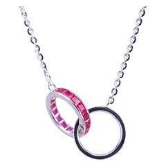 18 Carat White Gold Ruby and Diamond Necklace