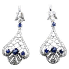 18 Carat White Gold Sapphire and Diamond Earrings