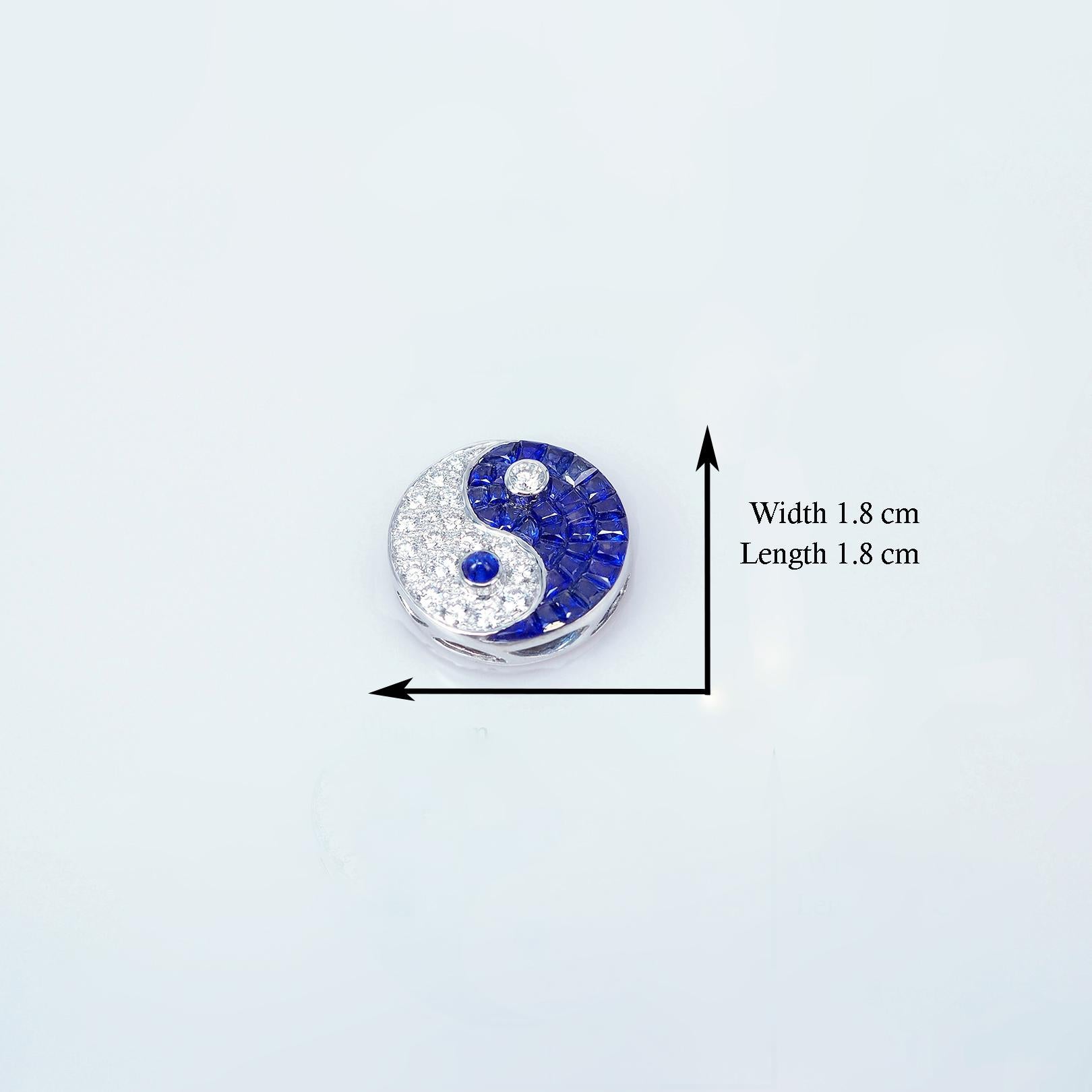 Collana media Yin Yang in oro bianco 18 carati con zaffiro e diamante in vendita 2