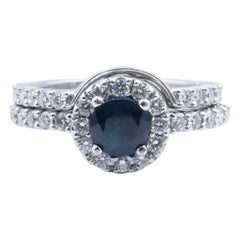 18 Carat White Gold Sapphire and Diamond Wedding Ring Set