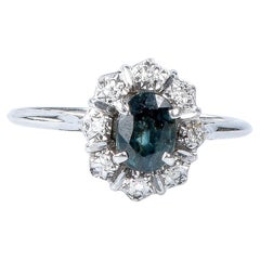 18 carat white gold sapphire and zirconium oxides ring