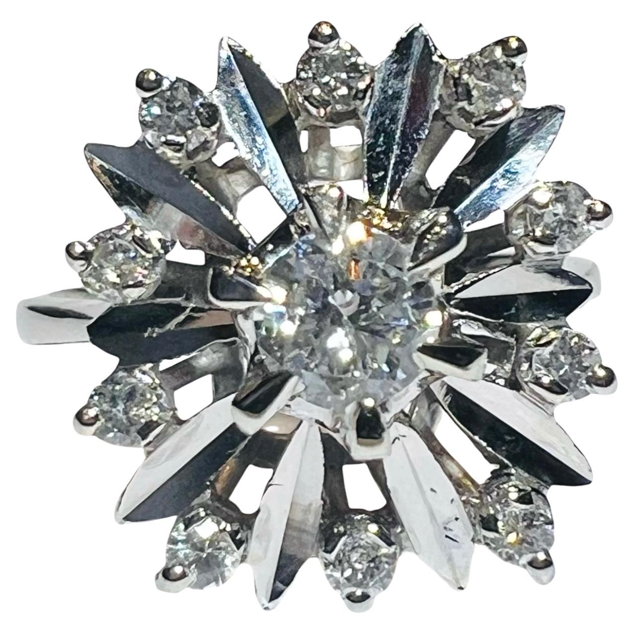 18-carat white gold “star” engagement ring set with diamonds circa 1960