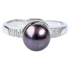Ring aus 18 Karat Weißgold mit Tahiti-Perlen und Diamanten