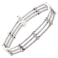 Bracelet à trois rangées de diamants en or blanc 18 carats