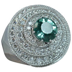 18 Carat White Gold Tourmaline and 2 Carat Diamond Cocktail Ring