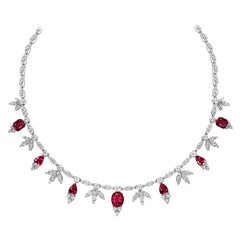 18 Carat White Gold Tourmaline Diamond Classical Design Necklace