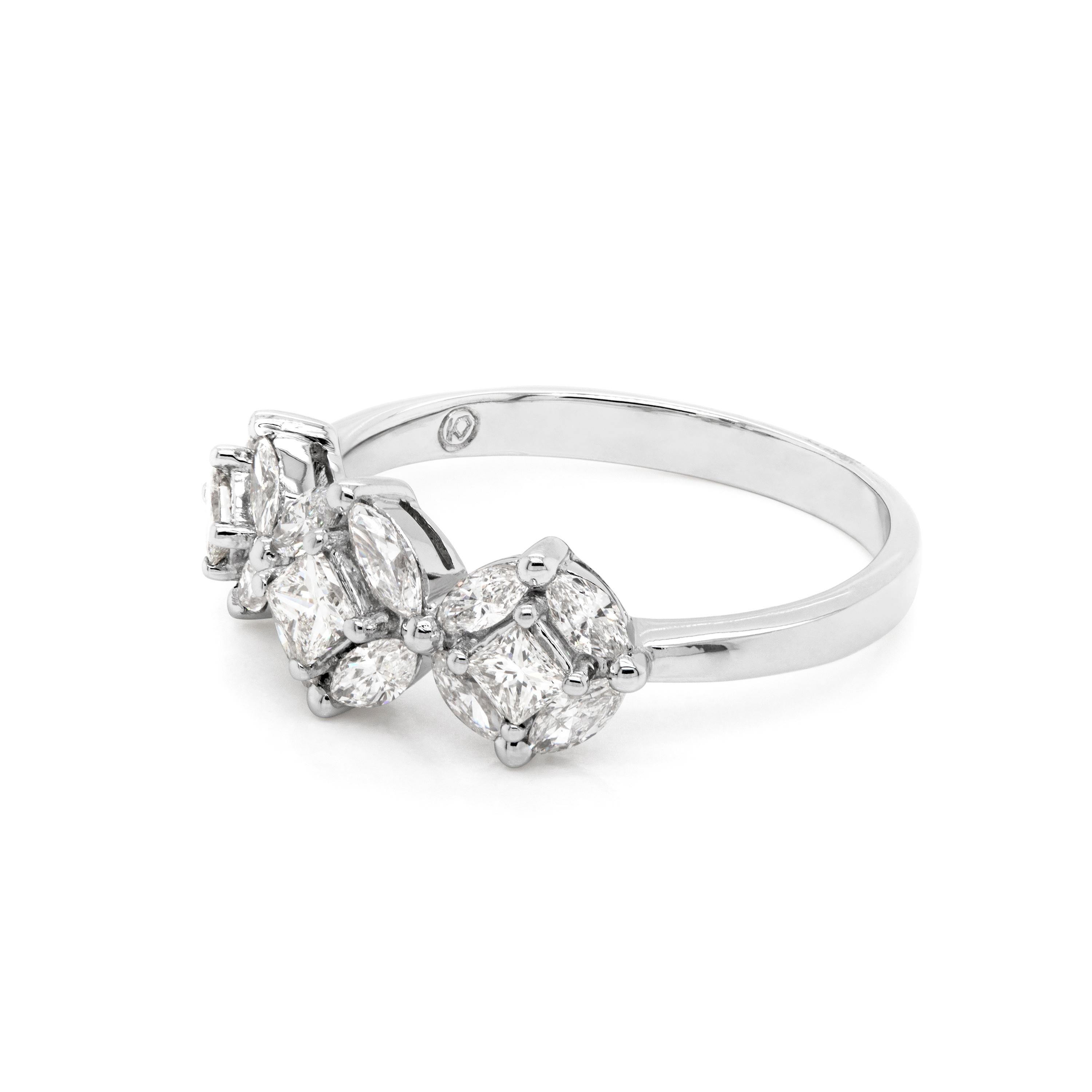 18ct white gold diamond cluster engagement ring