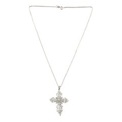 18 Carat White Gold Victorian Style Diamond Cross Pendant 18 Carat White Gold Victorian Style Diamond Cross Pendant