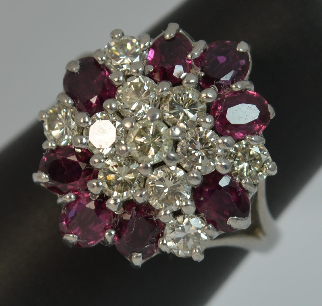 18 Carat White Gold VS Diamond and Ruby Cluster Ring 5