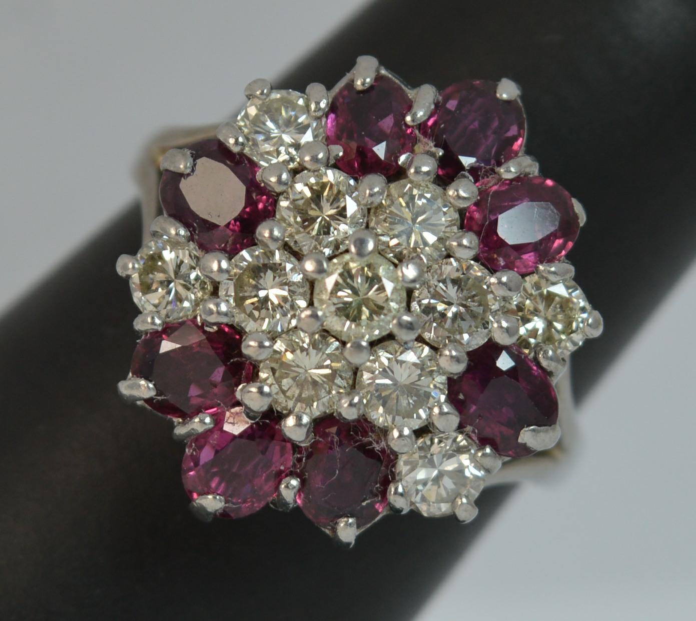 18 Carat White Gold VS Diamond and Ruby Cluster Ring 6