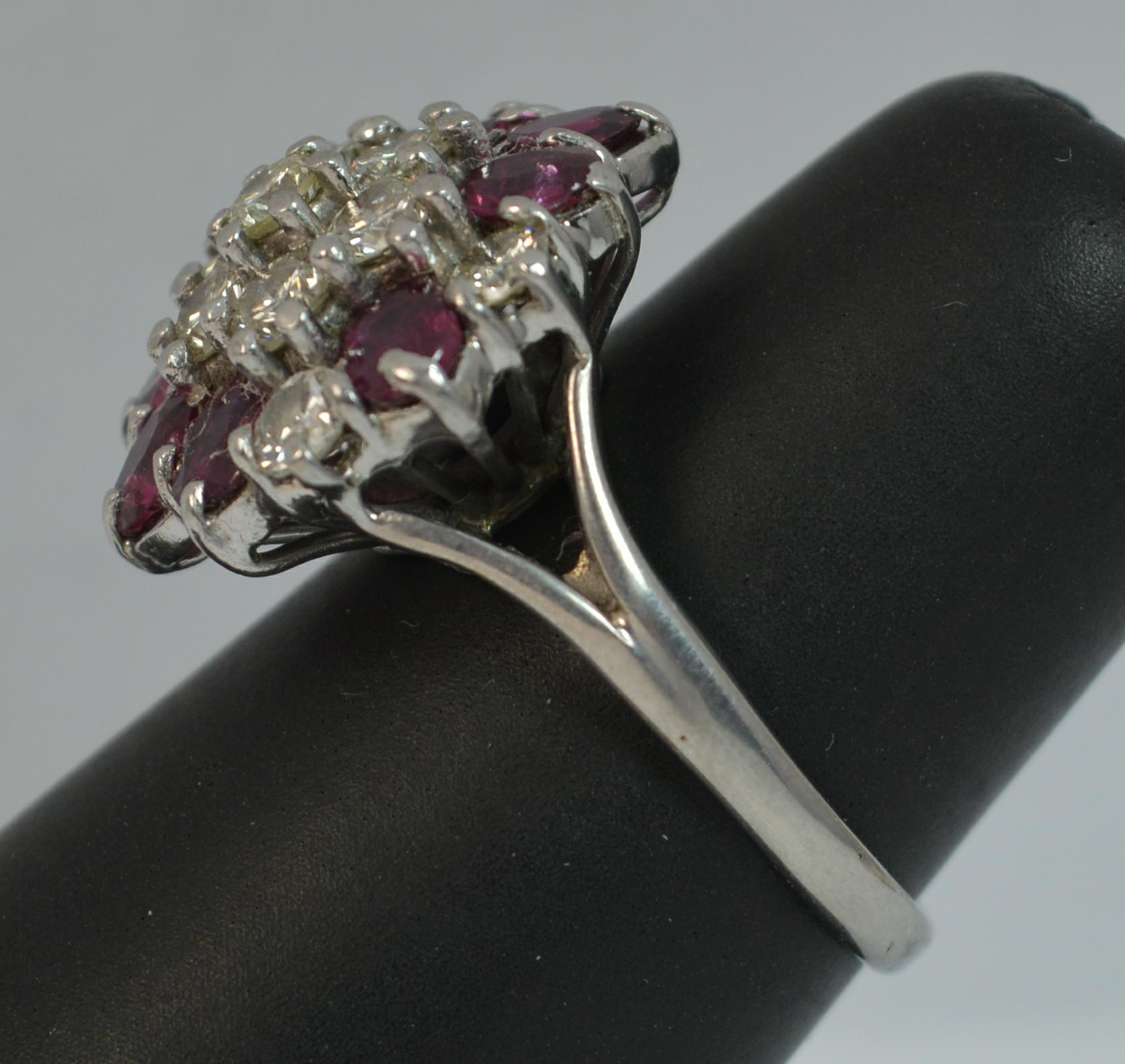 18 Carat White Gold VS Diamond and Ruby Cluster Ring 7