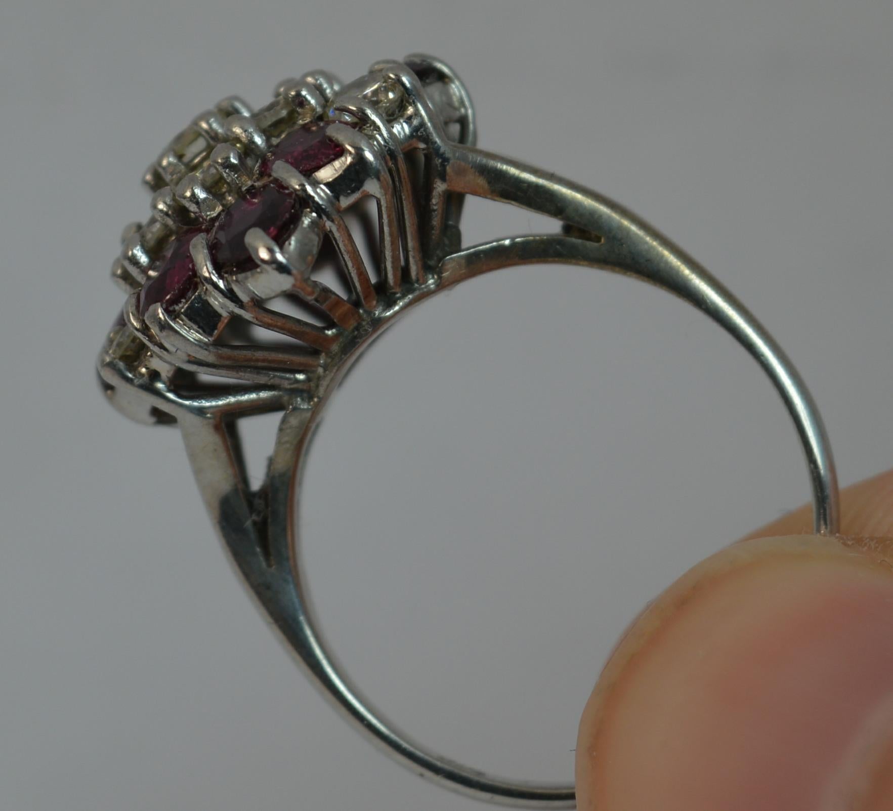 18 Carat White Gold VS Diamond and Ruby Cluster Ring 1