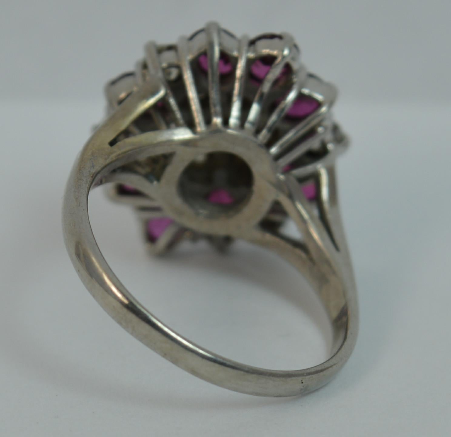 18 Carat White Gold VS Diamond and Ruby Cluster Ring 3
