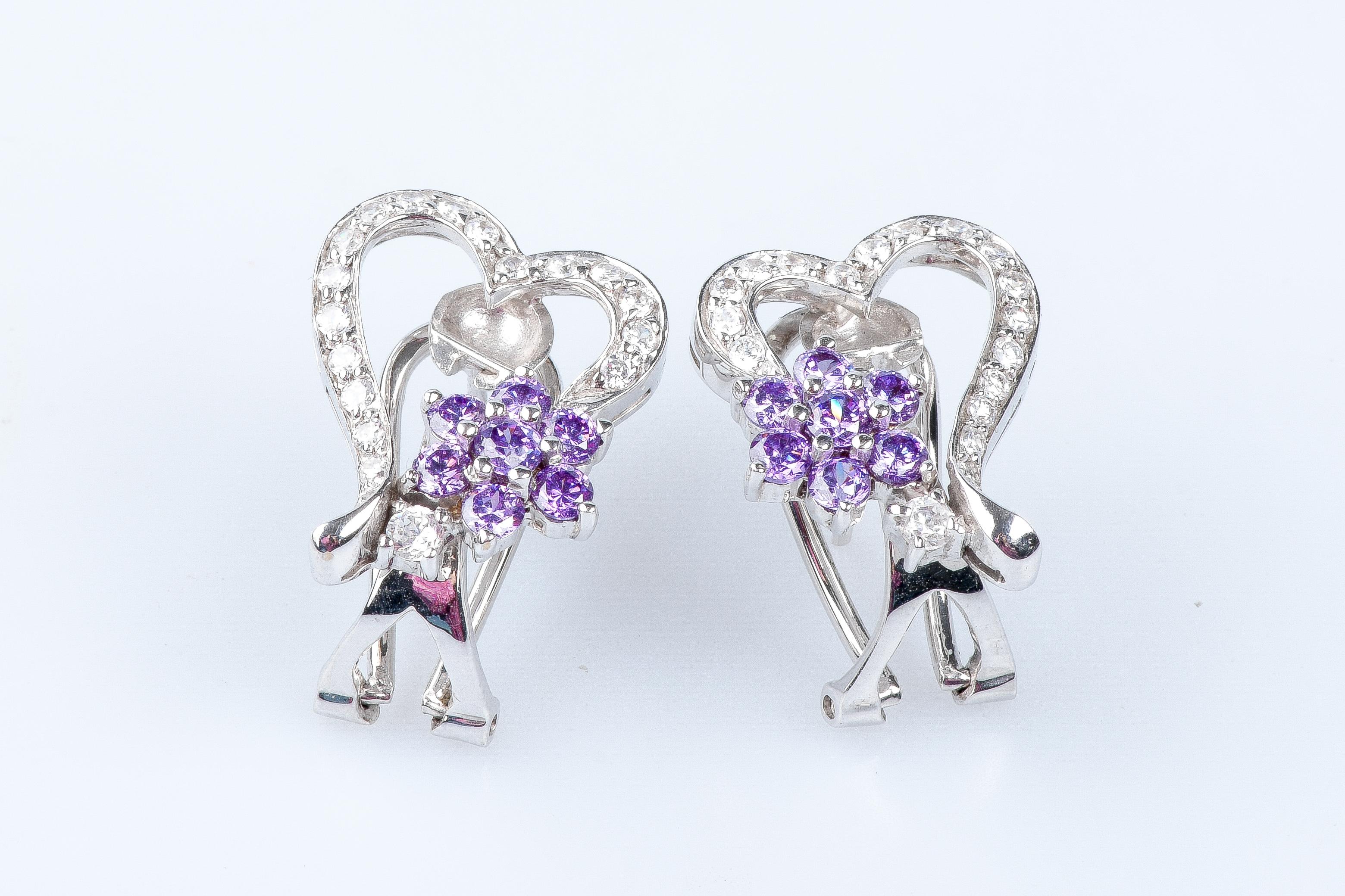 18 carat white gold zirconium oxides earrings For Sale 6
