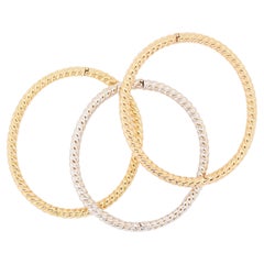 18 Carat White, Rose and Yellow Gold Set of Three Rope Twist Bangle Bracelets