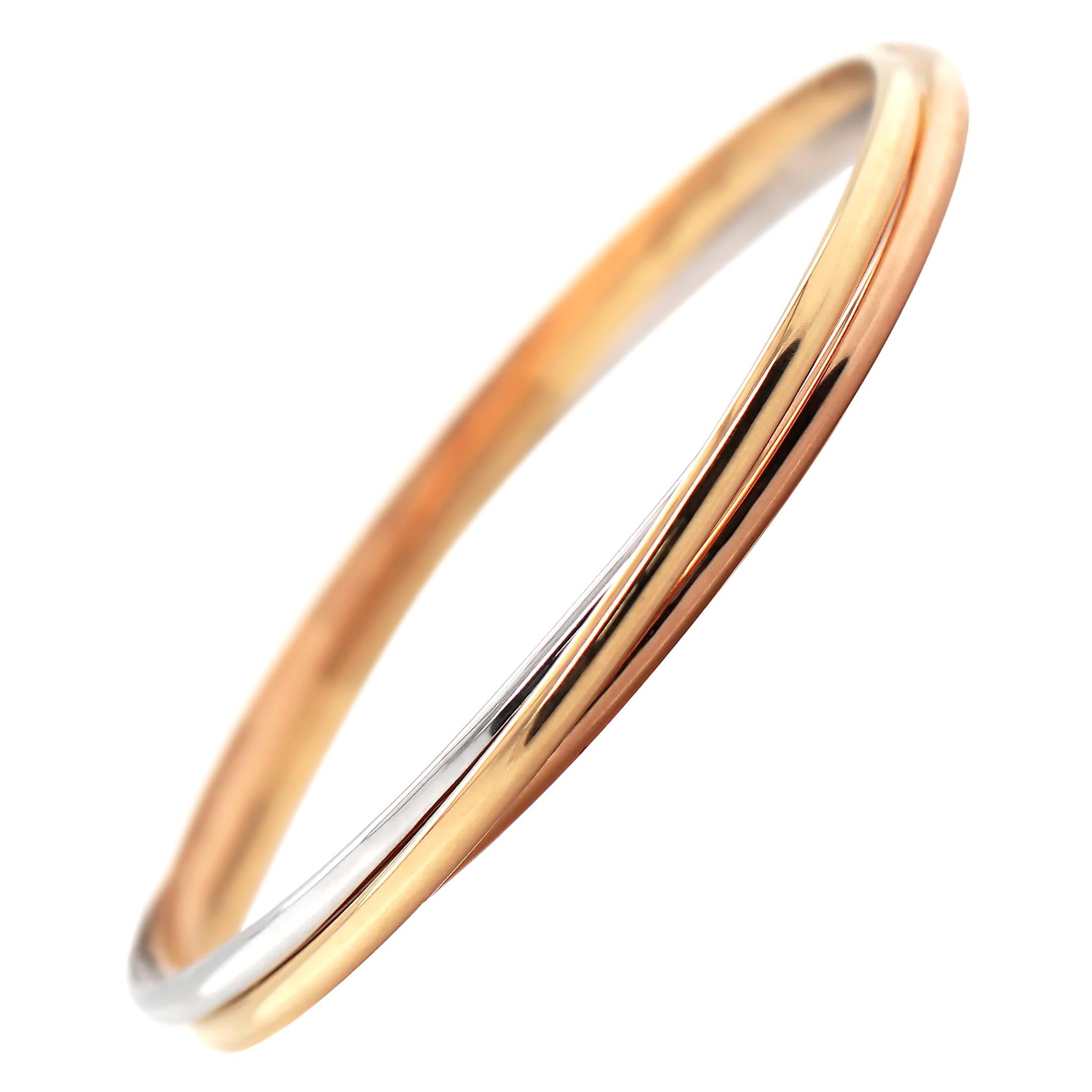 18 Carat White, Yellow and Rose Gold Russian Bangle