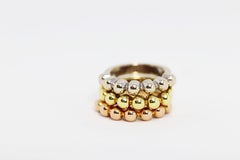 18 Carat White, Yellow and Rose Gold Stackable Bubble Rings