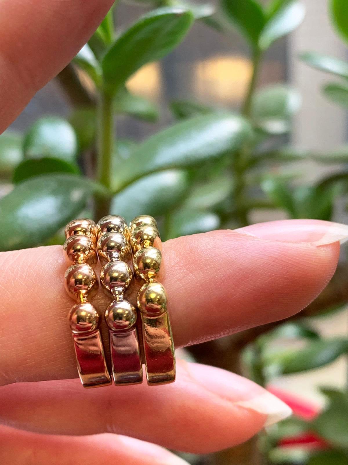 18 Carat White, Yellow and Rose Gold Stackable Bubble Rings For Sale 1