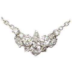 18 Carat with Gold Necklace Set with Round and Marquises Diamonds