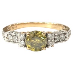 18 Carat Yellow and White Gold Fancy Yellow Diamond Ring