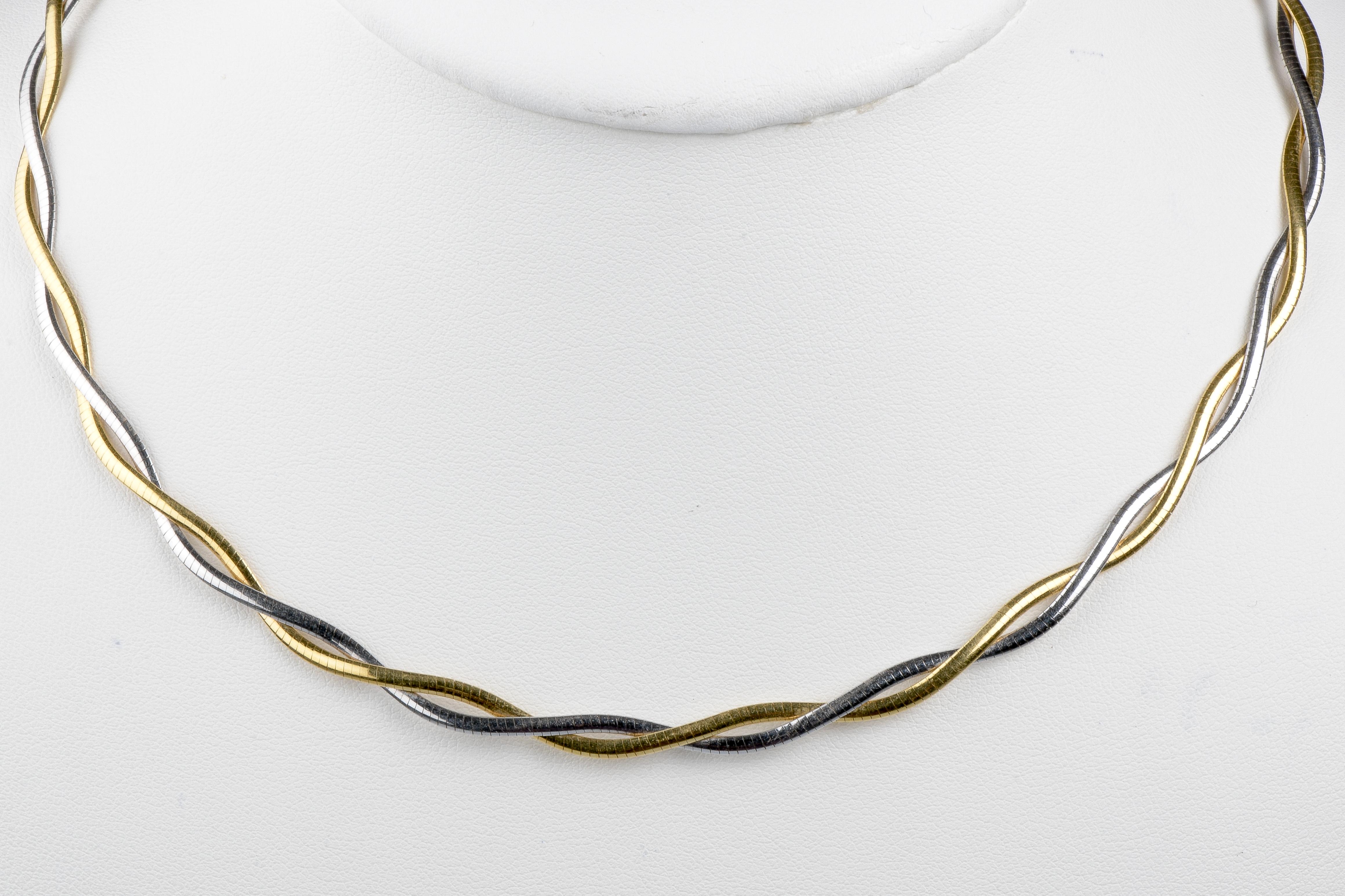 Women's or Men's 18 carat yellow and white gold necklace For Sale