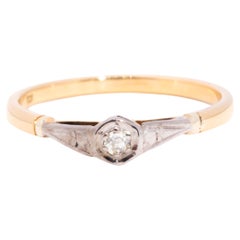 18 Carat Yellow and White Gold Vintage Old Cut Diamond Solitaire Ring