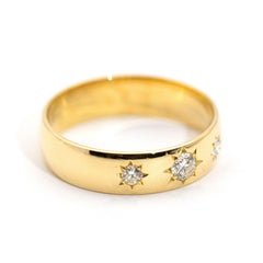 18 Carat Yellow Gold 0.45 Carat Round Brilliant Cut Diamonds Mens Vintage Ring